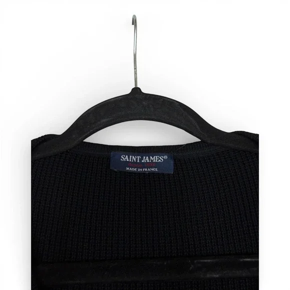 Saint James Toggle Neck Sweater Womens S Black Made in France Wool Maritime Knit